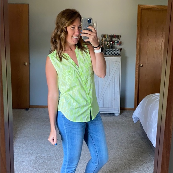 American Eagle Outfitters Tops - American Eagle Ikat Print Lime Green Tank
